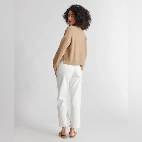 Quince Women's Knitted Cropped Cardigan Sweater Long Sleeves Camel Size XS - Picture 8 of 13